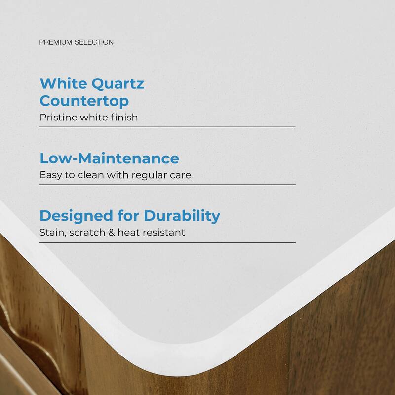 Juliette Warm Walnut Bathroom Vanity with White Quartz Top