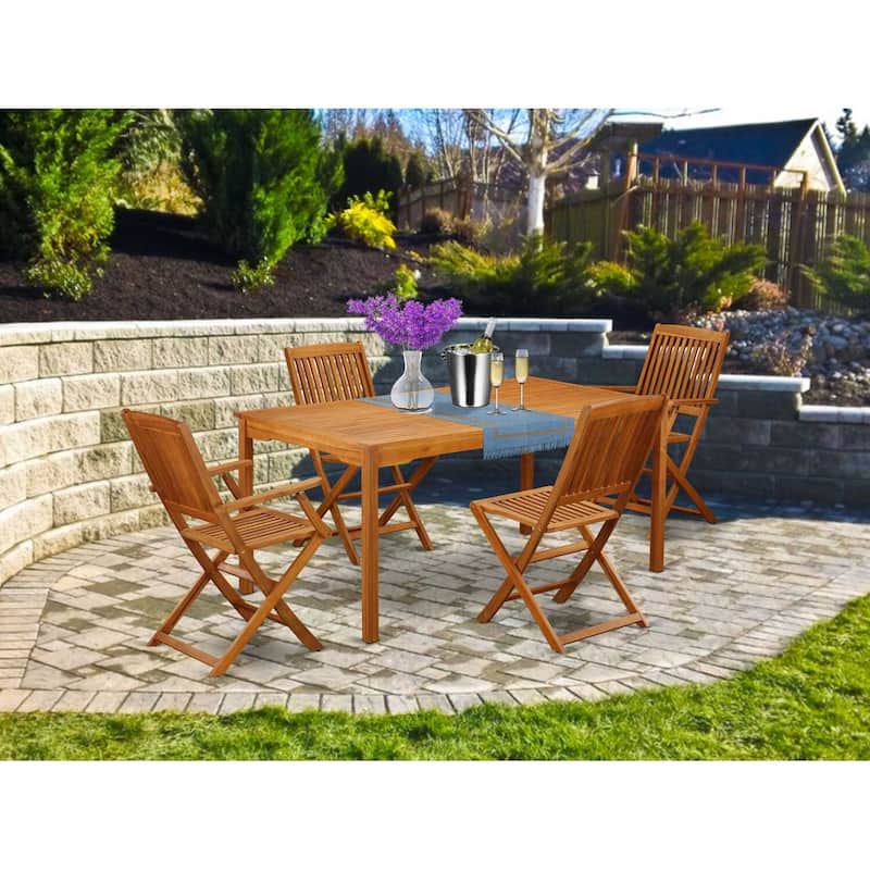 HomeStock 5-Pc Natural Oil Finish Solid Wood Top - Dining Room Set - Seats 4