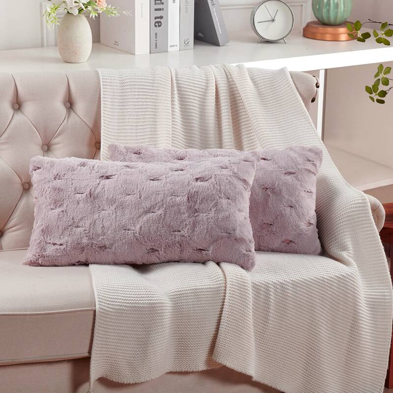 Serenta JacquardRabbit FauxFur Pillow Cover 2 Piece, NO INSERT