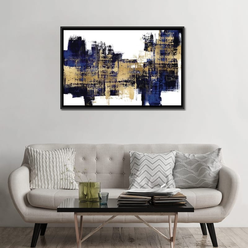 iCanvas "Vibrant Gold on Blue" by Alex Wise Framed Canvas Print