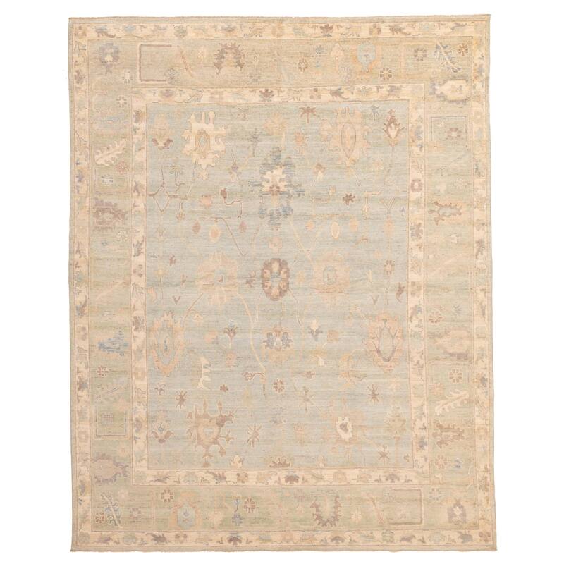 ECARPETGALLERY Hand-knotted Peshawar Oushak Light Blue Wool Rug - 7'11 x 10'0
