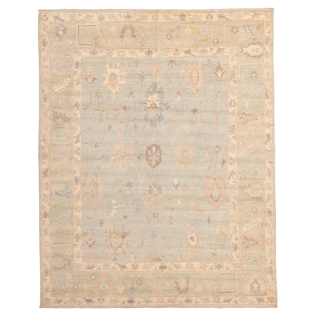 ECARPETGALLERY Hand-knotted Peshawar Oushak Light Blue Wool Rug - 7'11 x 10'0