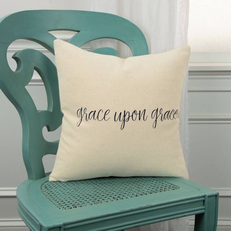 Natural "Grace Upon Grace" Decorative Pillow