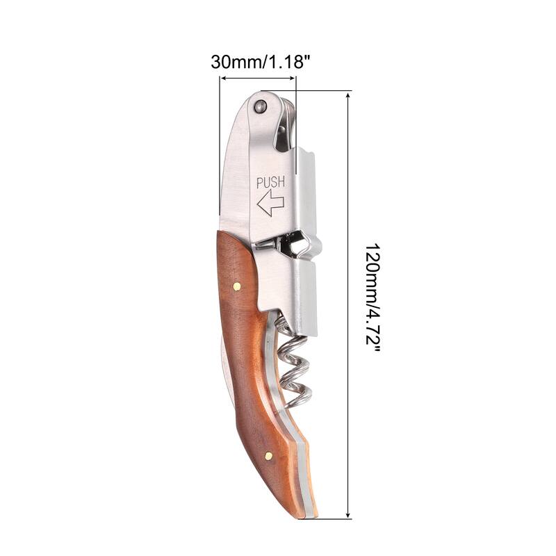 5" Wine Openers Waiter Corkscrew Red Wine Bottle Openers for Home Server Waiter - Brown, Silver - Brown, Silver