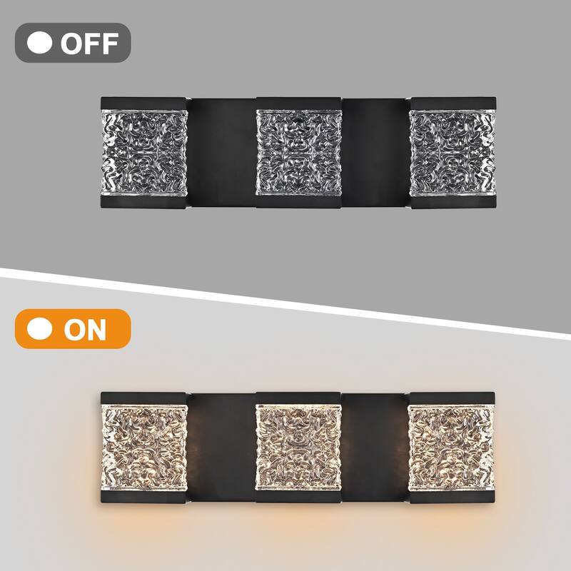 15" 3-Light LED Vanity Light with Crystal Glass