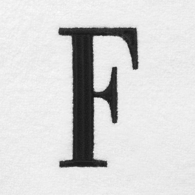 Avanti Linens White/Black Monogram 2-Pack Hand Towel Set "F" - Hand Towel 2pk Set