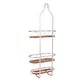 preview thumbnail 4 of 14, Utopia Alley Tia Rustproof Teak Overhead Shower Caddy with 3 Shelves, Hanging Shower Head Organizer, Black & Chrome Finish