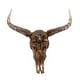 preview thumbnail 6 of 11, Rustic Polystone Carved Skull Cow Wall Decor - Brown or Bronze