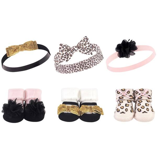 slide 1 of 1, Hudson Baby Infant Girl Headband and Socks Giftset 6pc, Pretty Leopard, One Size - Pretty Leopard Pretty Leopard - One Size