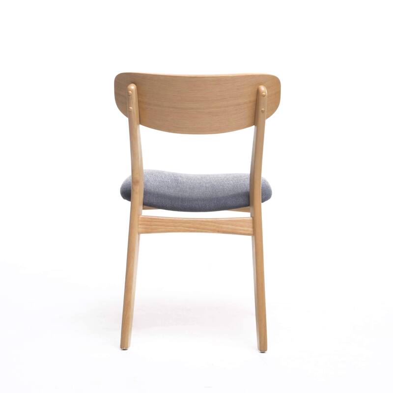 Roomfitters 5-Piece Mid-Century Dining Set, 59" White Oak Table with 4 Upholstered Solid Wood Chairs