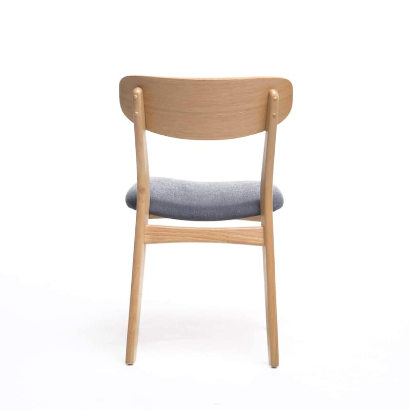 Solid Wood Dining Chairs with Upholstered Seat, Open Back, Set of 2