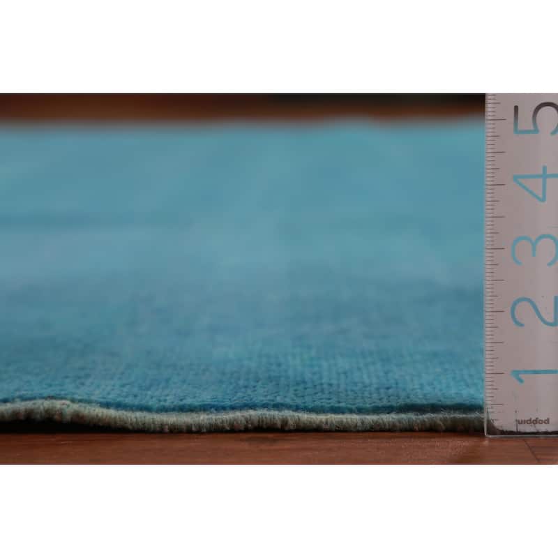 Hand Knotted Oriental 100% Wool Carpet Modern Solid Navy Blue & Blues Gabbeh Area Rug - 13' 4'' X 10' 4''