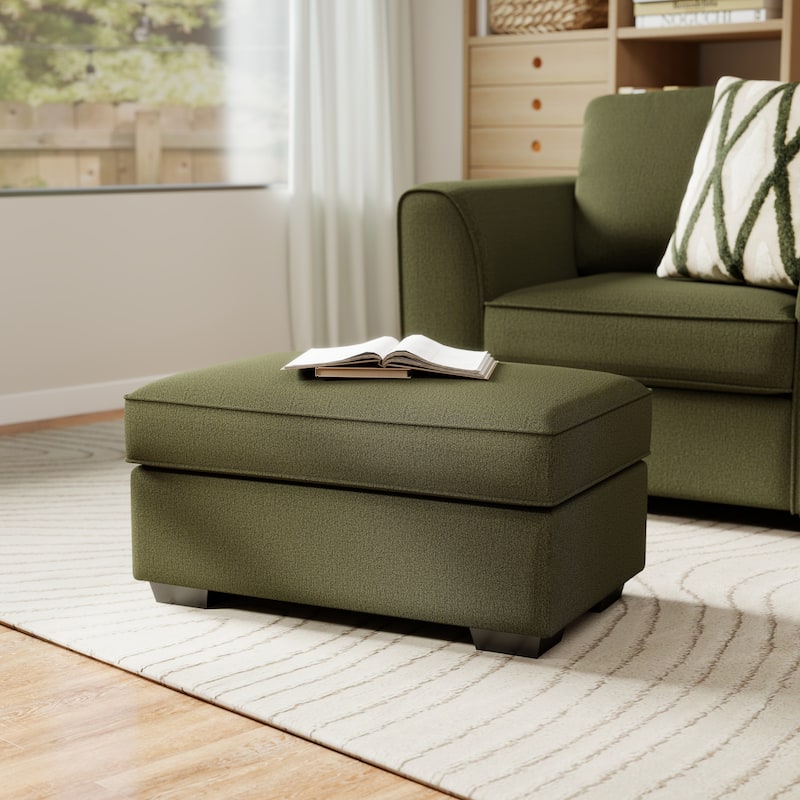 Roundhill Furniture Marvella 2-Piece Living Room Set, Arm Chair and Ottoman with Mosswood Chenille Upholstery