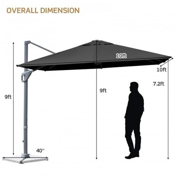 10x10 Ft 250 GSM Fabric Patio Offset Cantilever Umbrella with Aluminum ...