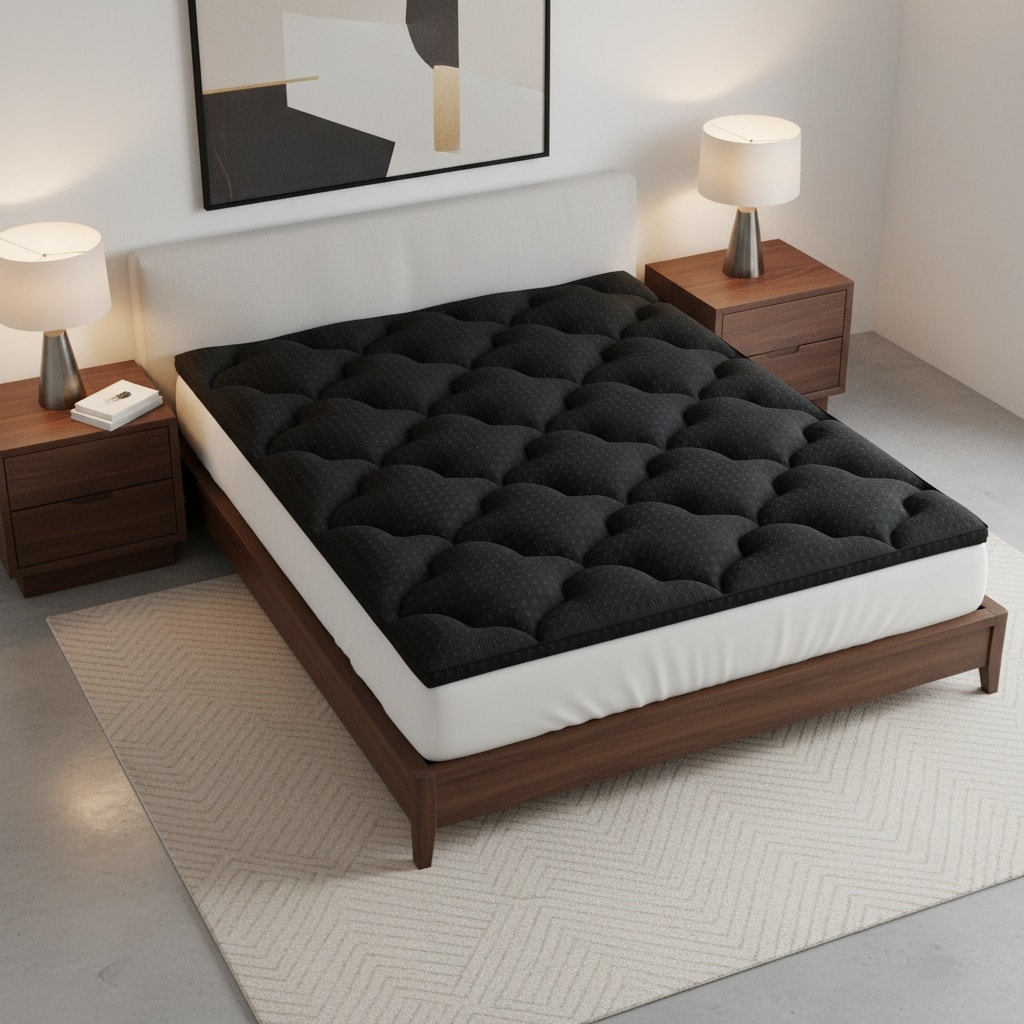 2" Black Cotton California King Mattress Topper