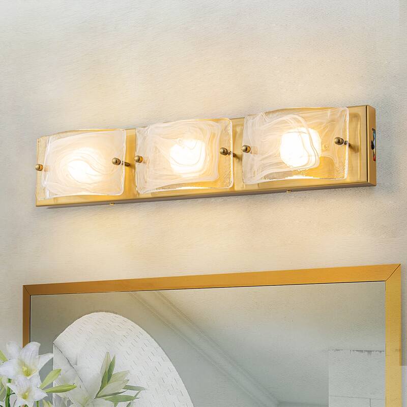3/4-Light Modern Cloud Glass Wall Light Integrated LED Bathroom Vanity Light - Gold - 22"W
