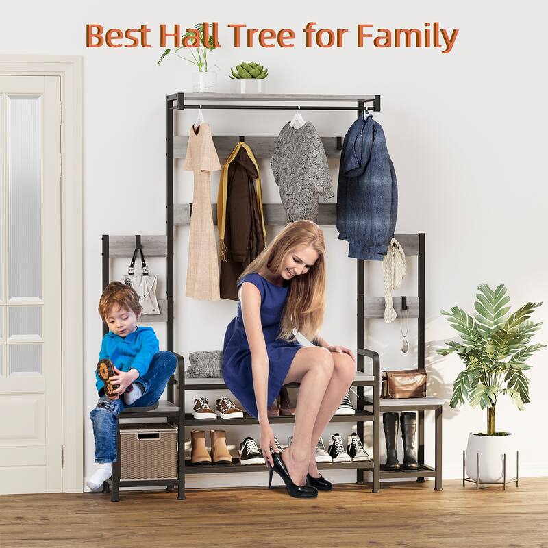 Futzca Hall Tree with Bench Shoe Storage