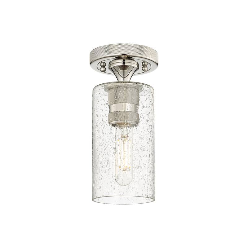 Innovations Lighting 434-1F-10-4 Crown Point Flush Crown Point 4" Wide - Polished Nickel / Seedy
