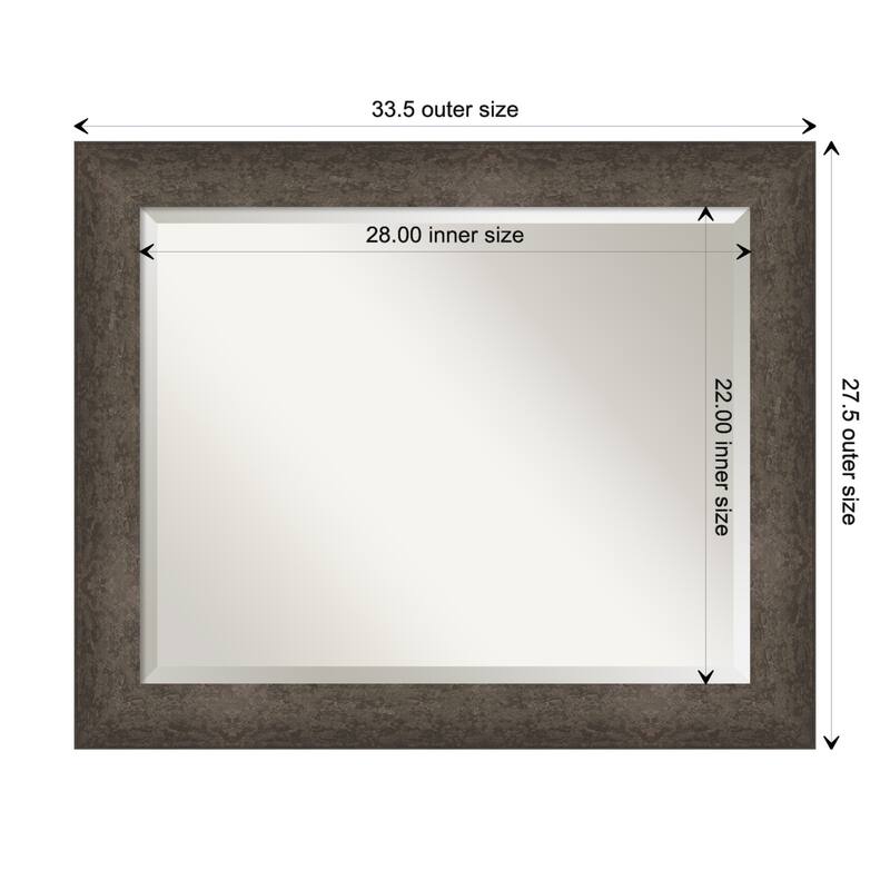 Dappled Beveled Wood Framed Bathroom Vanity Wall Mirror - Dappled Light Bronze - Glass Size 28x22
