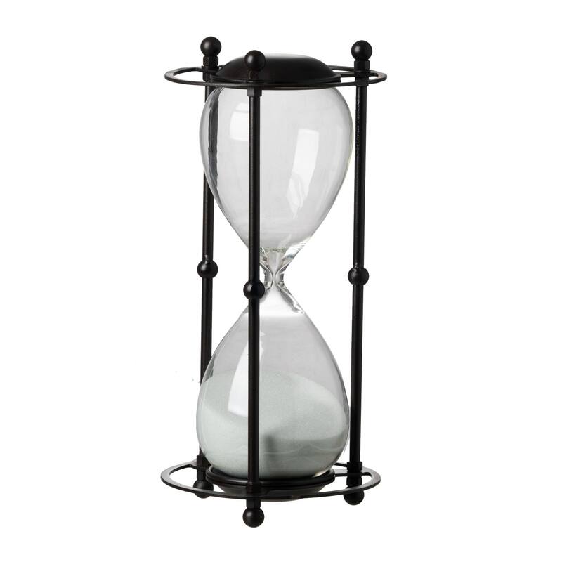 13" Black and White Hour Glass In Stand