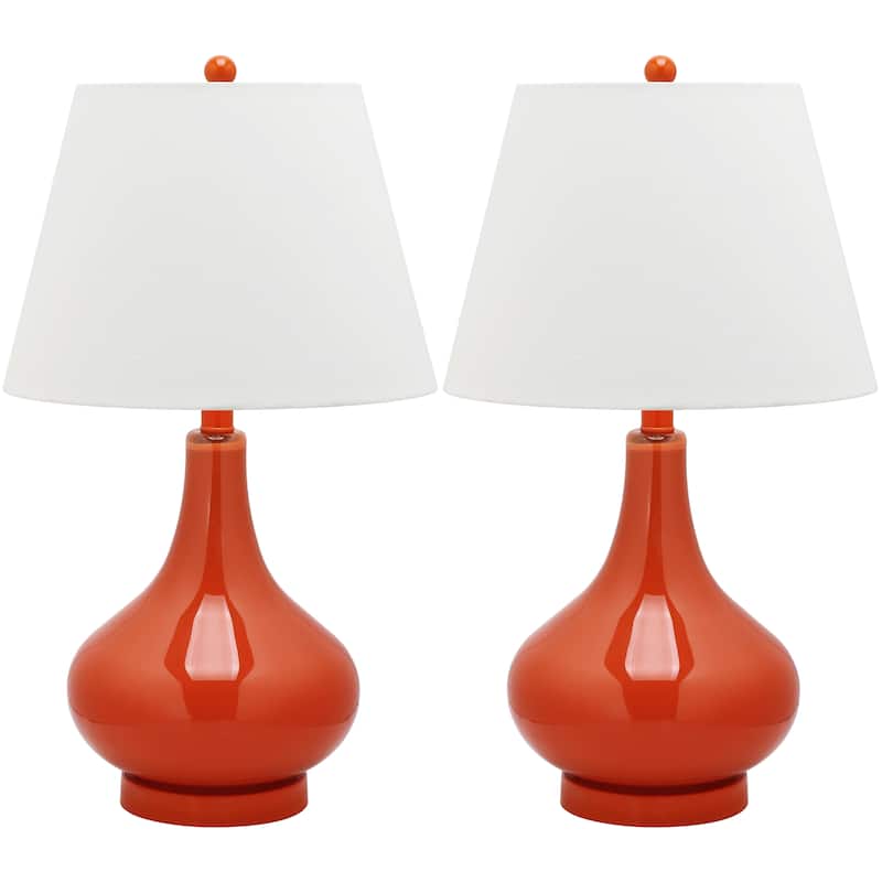 SAFAVIEH Lighting Shanda 24-inch Gourd Glass White Table Lamp (Set of 2) - 14"x14"x24" - 14Wx14Dx24H