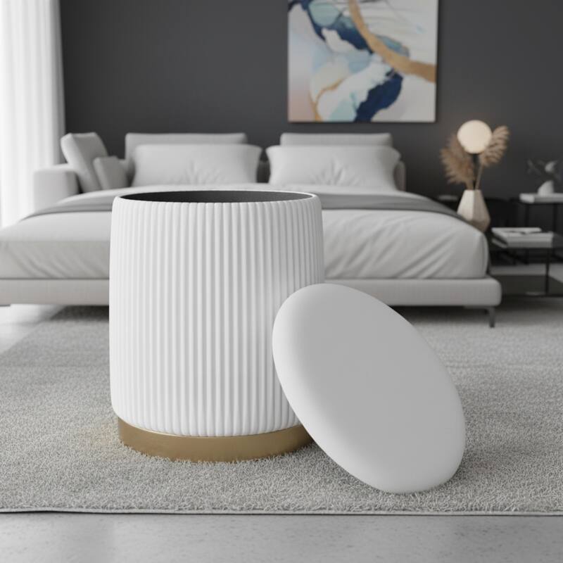 Round Ottoman Elegant Vanity Stool and Footrest for Bedroom, Makeup Desk, or Living Room