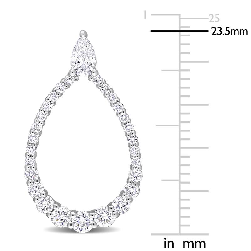 1 1/3ct TW Pear Cut Lab-Grown Diamond Open Teardrop Earrings in 14k White Gold