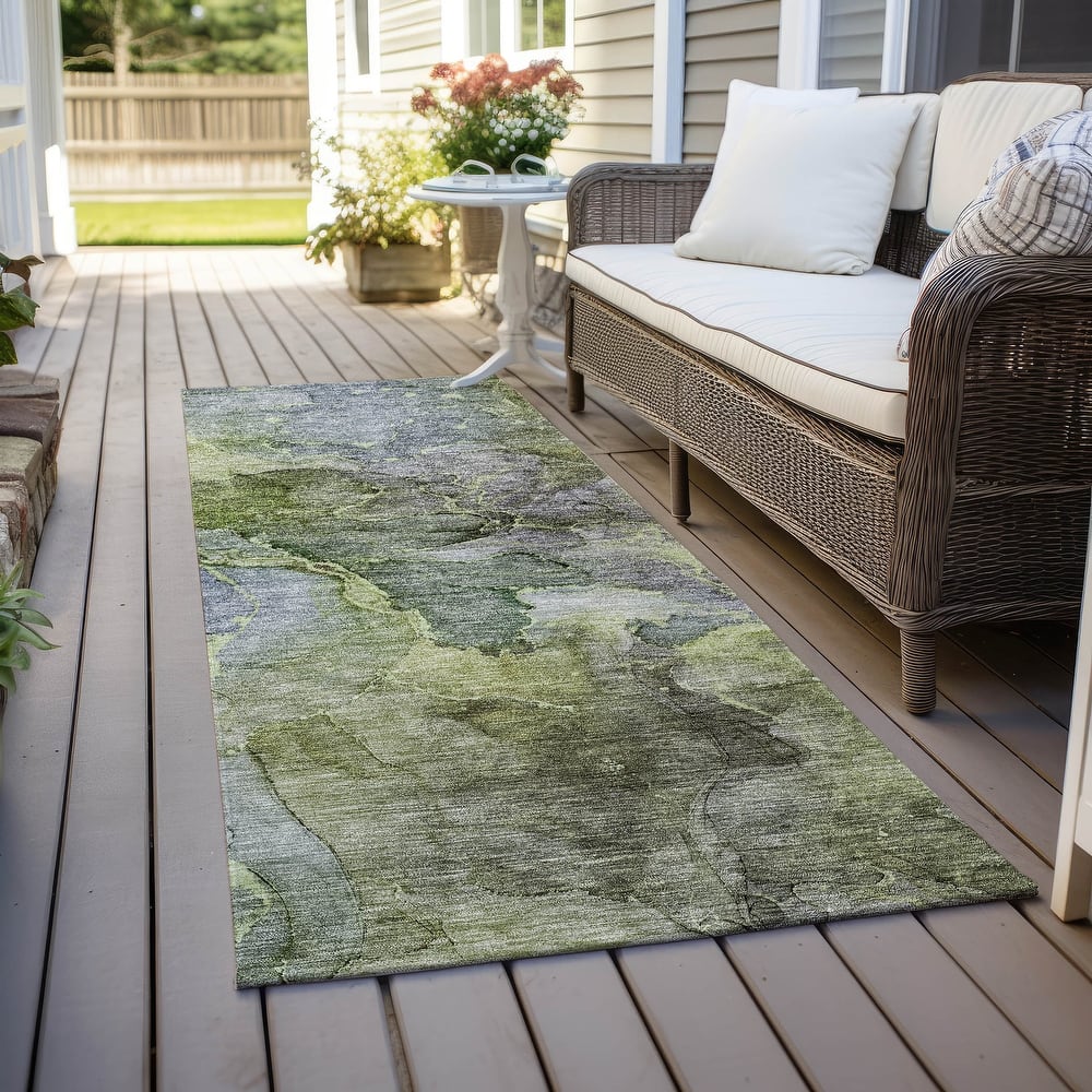 Machine Washable Indoor/ Outdoor Chantille Abstract Modern Rug