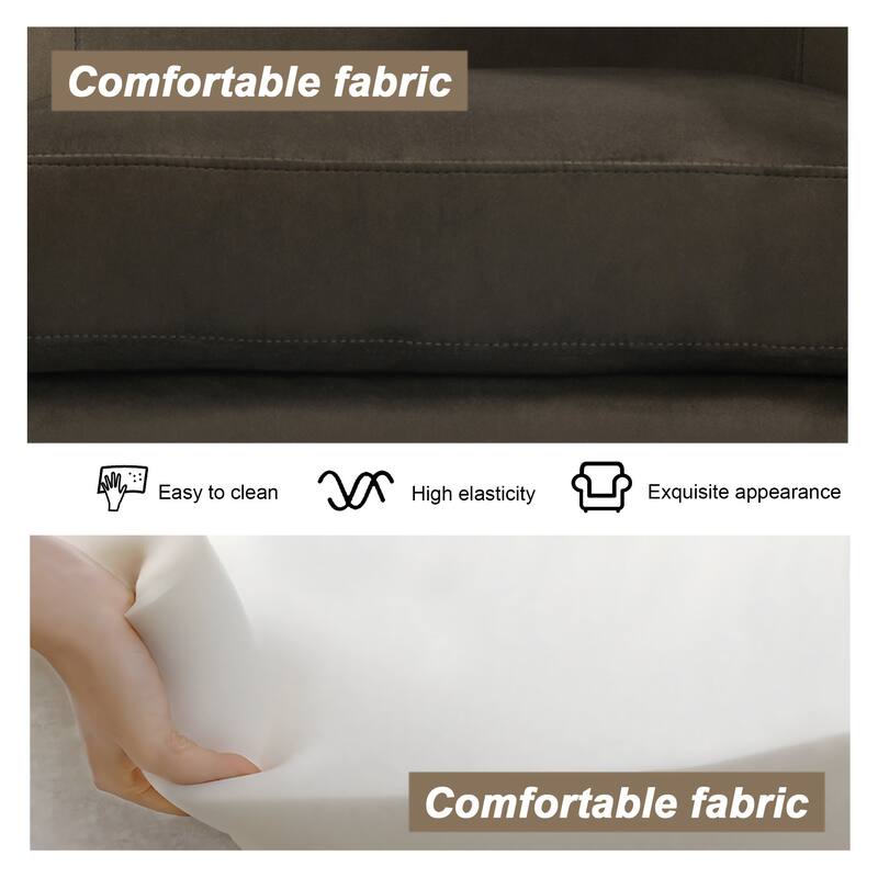 UIXE Set of 2 Swivel Barrel Accent Chair Velvet Armchair For Living Room