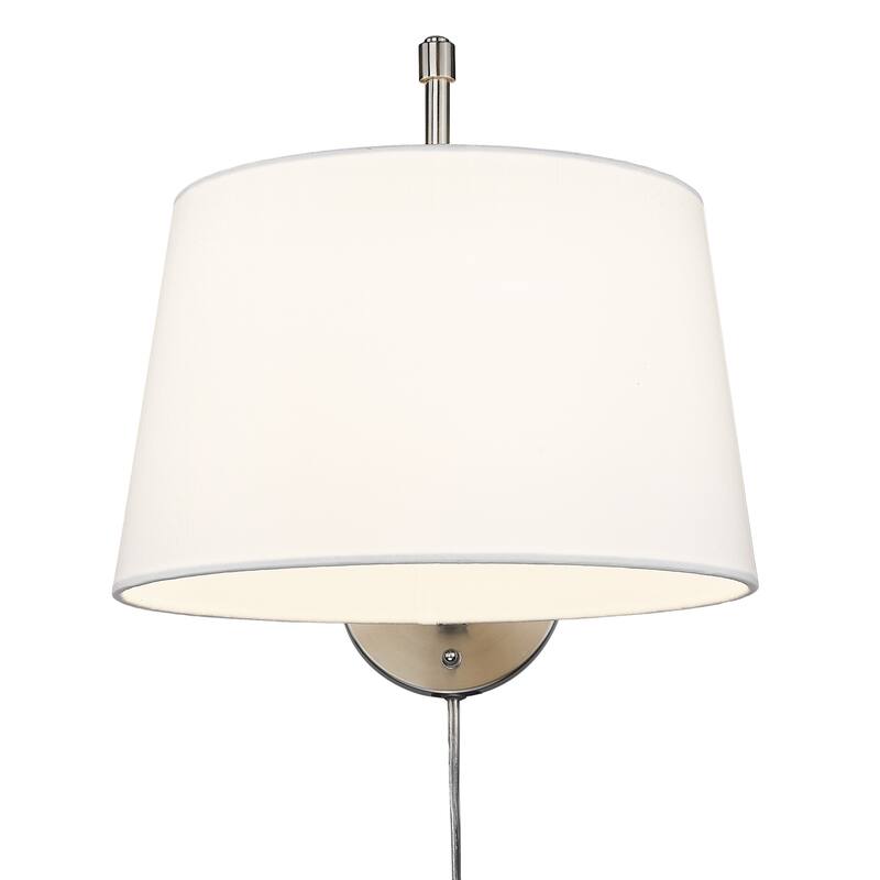 Wry Lighting Ryleigh 1-light Swing Arm Wall Lamp in Pewter and Modern White shade - 1 Light Articulating Wall Sconce