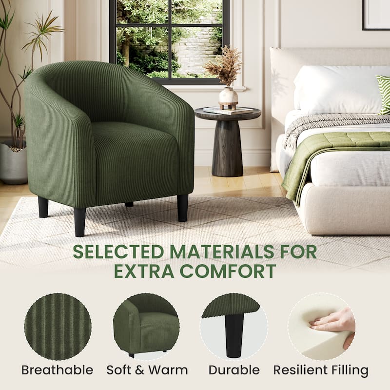 Yaheetech Upholstered Corduroy Fabric Accent Chair Barrel Chair