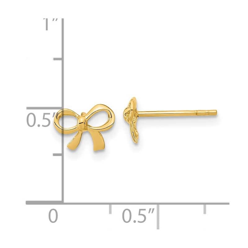 Curata 14k Gold Polished Bow Post Earrings - 6x8.35mm Wide