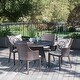 preview thumbnail 4 of 14, Hillhurst Outdoor 5-piece Round Wicker Dining Set with Cushions & Umbrella Hole by Christopher Knight Home