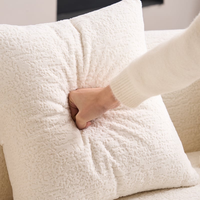 Characteristic Loveseat Sofa Couch with 3 Decorative Pillows, Curved 2-Seater Sofa Couch for Apartments