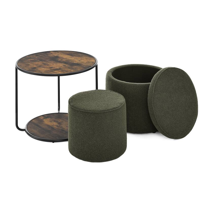 Ottoman, multifunctional combination set table Ottoman, combination of Ottoman and table, with drum stool, with storage space