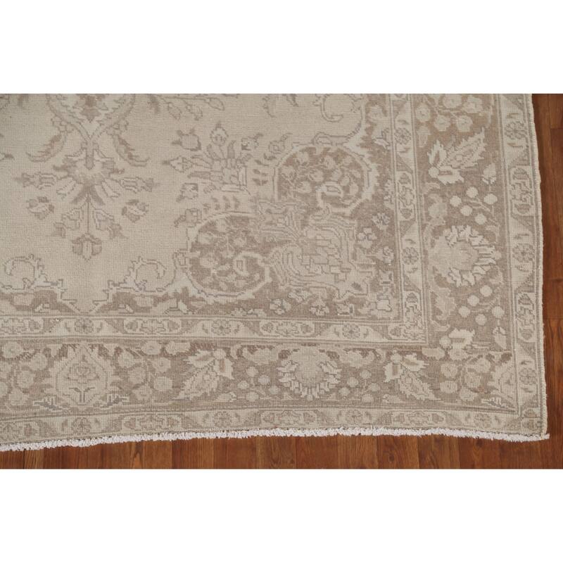 Distressed Tabriz Persian Vintage Area Rug Handmade Wool Carpet - 6'6" x 9'9"