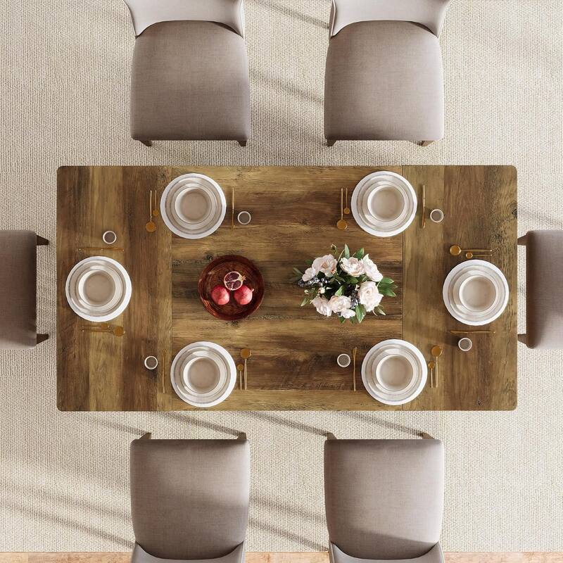 63 Inches Dining Table, Rectangular Kitchen Table for Home, Rustic Brown - 31.5"D x 62.99"W x 29.53"H