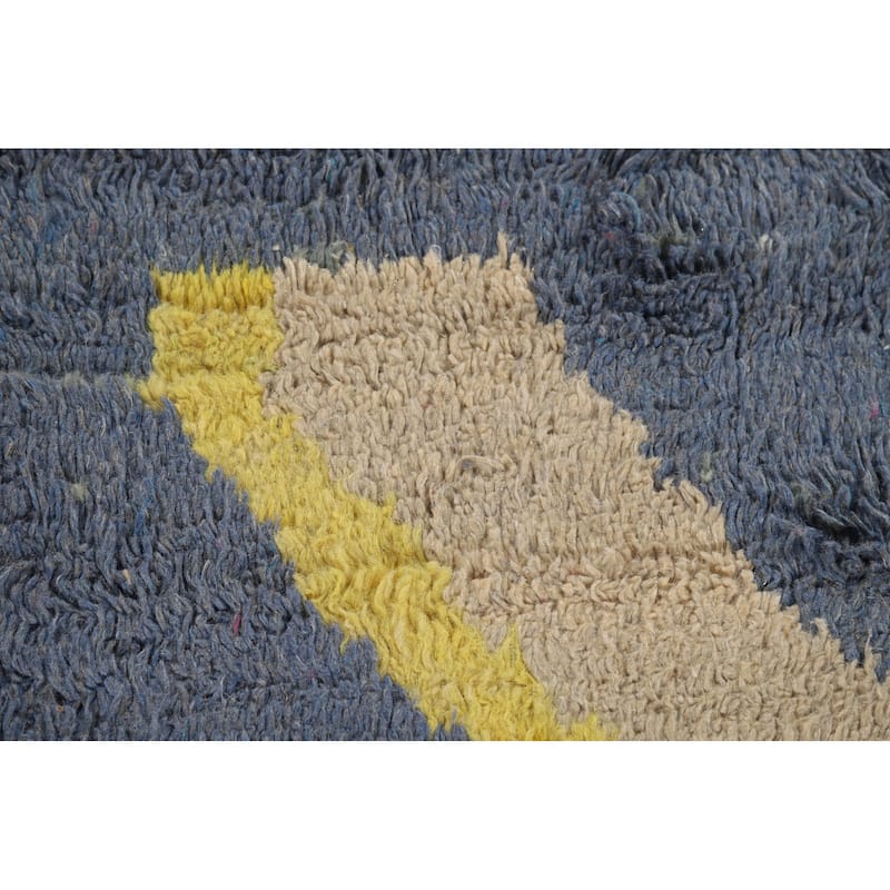 Blue Moroccan Oriental Area Rug Hand-Knotted Wool Carpet - 7'2" x 10'7"