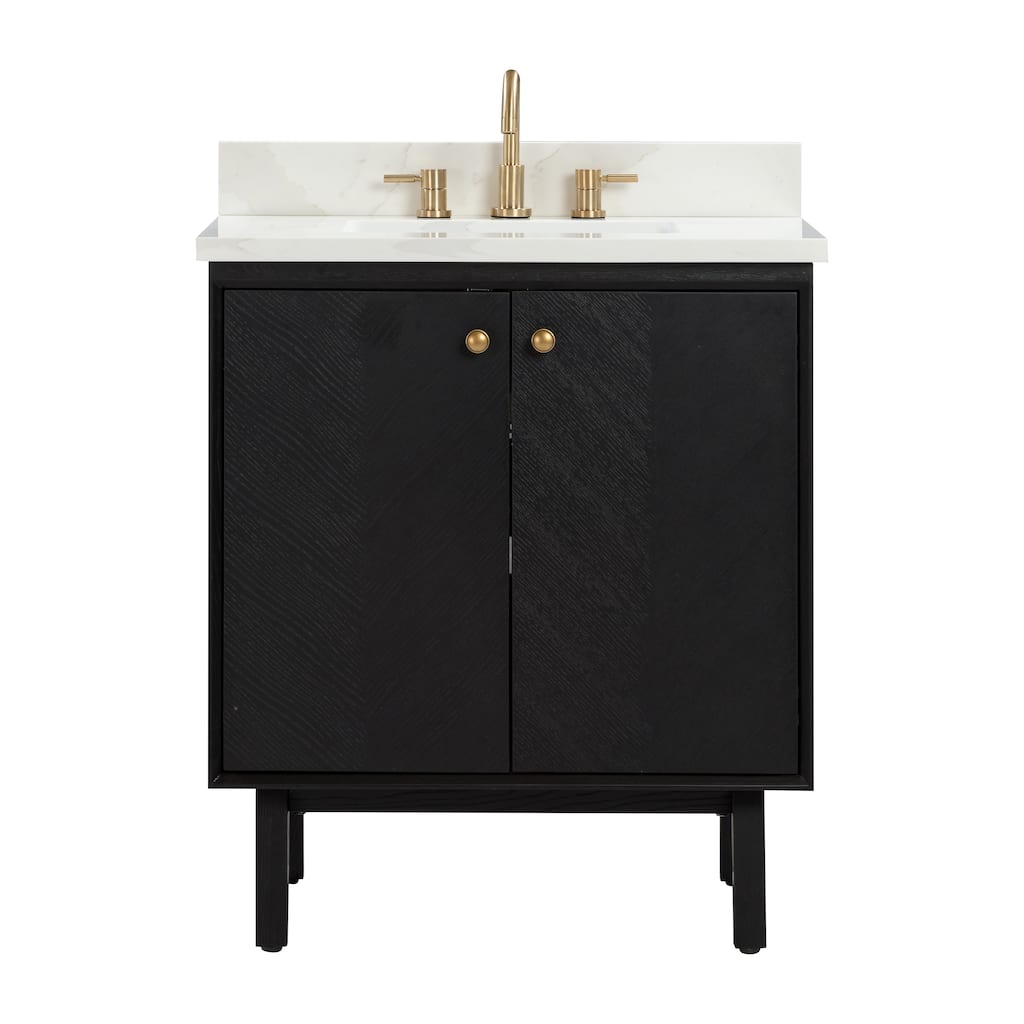 Avanity Adele 31 in. Vanity Combo in Black Oak finish with Calacatta Quartz Top