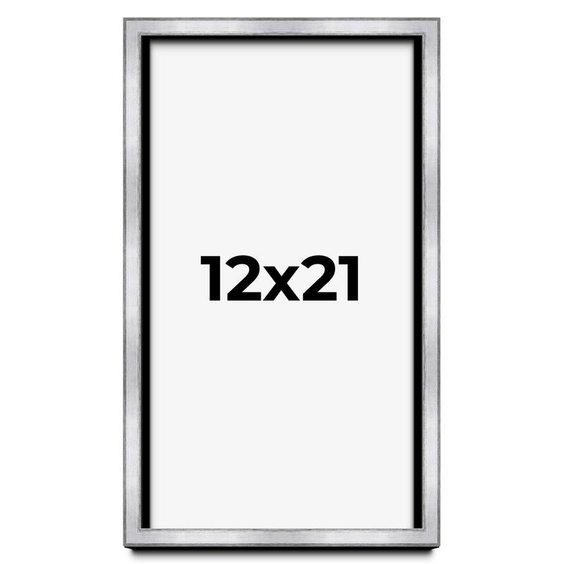 12x21 Shadow Box Frame Silver | 1.375 Inches Deep Real Wood