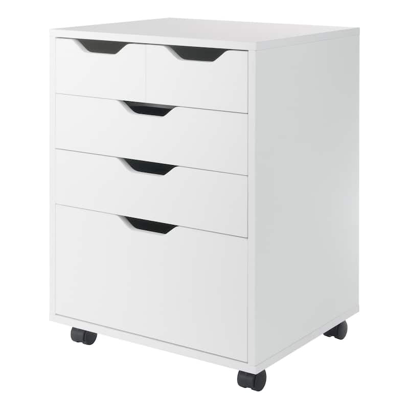 Mobile Storage Cabinet with Wheels - 26.25" - White