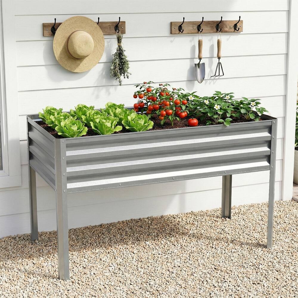 Pocassy Outdoor Metal Raised Garden Bed Planter Box for Vegetables.