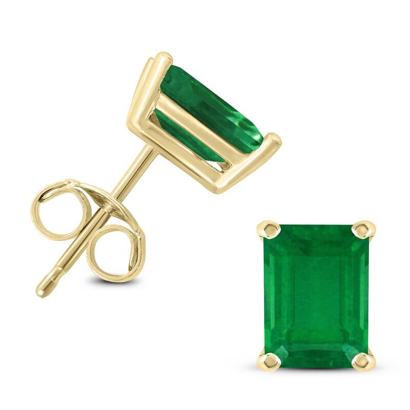 Marquee 14K Yellow Gold 6x4MM Emerald Shaped Emerald Earrings