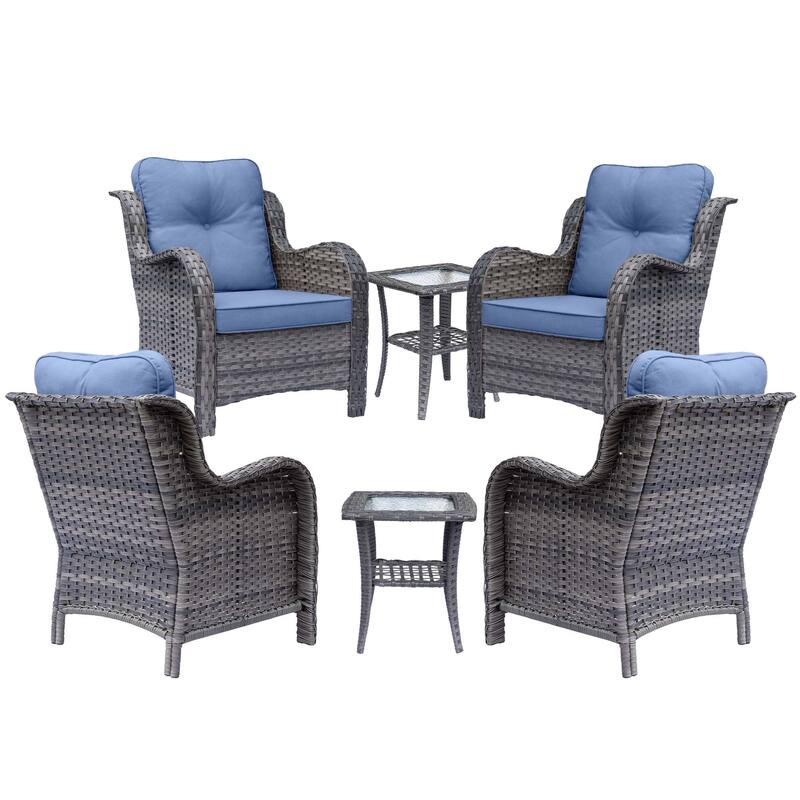 Gray Rattan Wicker Outdoor Patio Furniture Seating Sets With Cushions