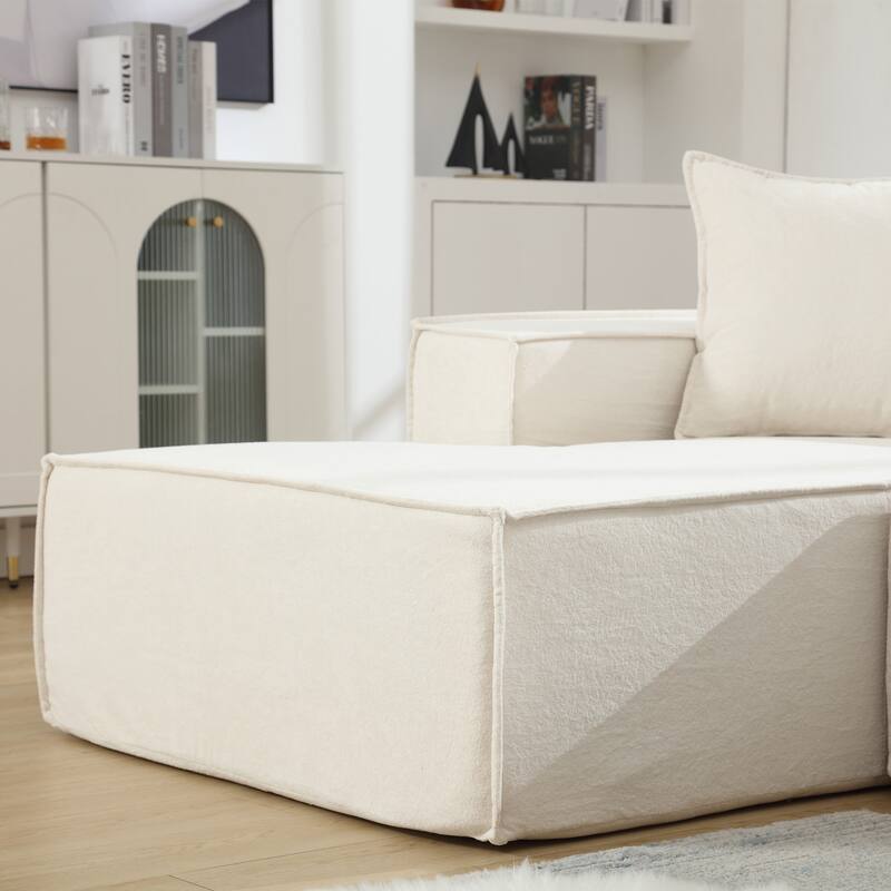 Modern Modular Combination Sofa Set - L-Shaped Italian Minimalist Tofu Block Sofa in Terrycloth Fabric, Left-Hand Facing
