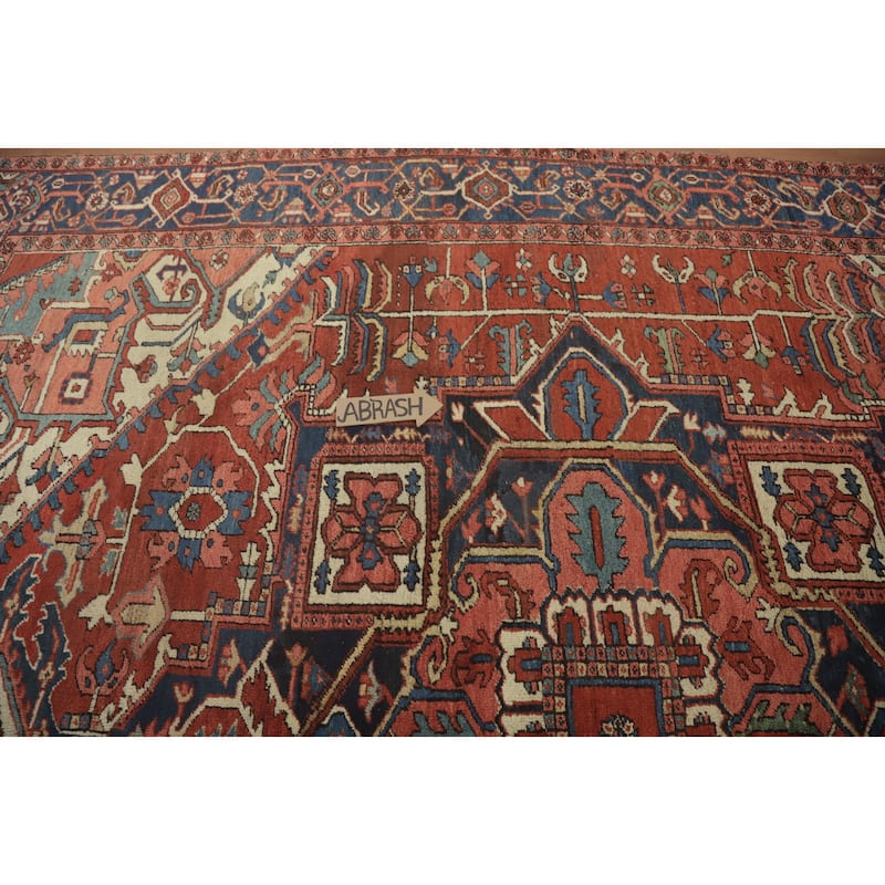 Hand Knotted Oriental 100% Wool Carpet Traditional Medallion Oranges & Rust Heriz (serapi) Area Rug - 11' 0'' X 10' 4''