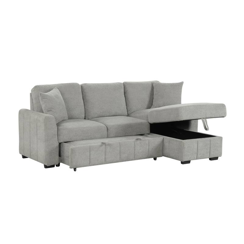 90" L-Shaped Sectional Sleeper Sofa - Reversible Storage Chaise, Drop-Down Center Console, Modular Living Room Couch