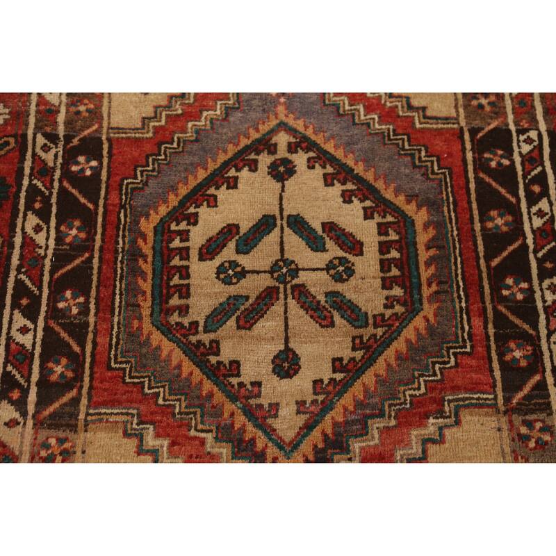 Hand Knotted Oriental 100% Wool Carpet Traditional Geometric Red Ardebil Runner Rug - 11' 0'' X 3' 5''