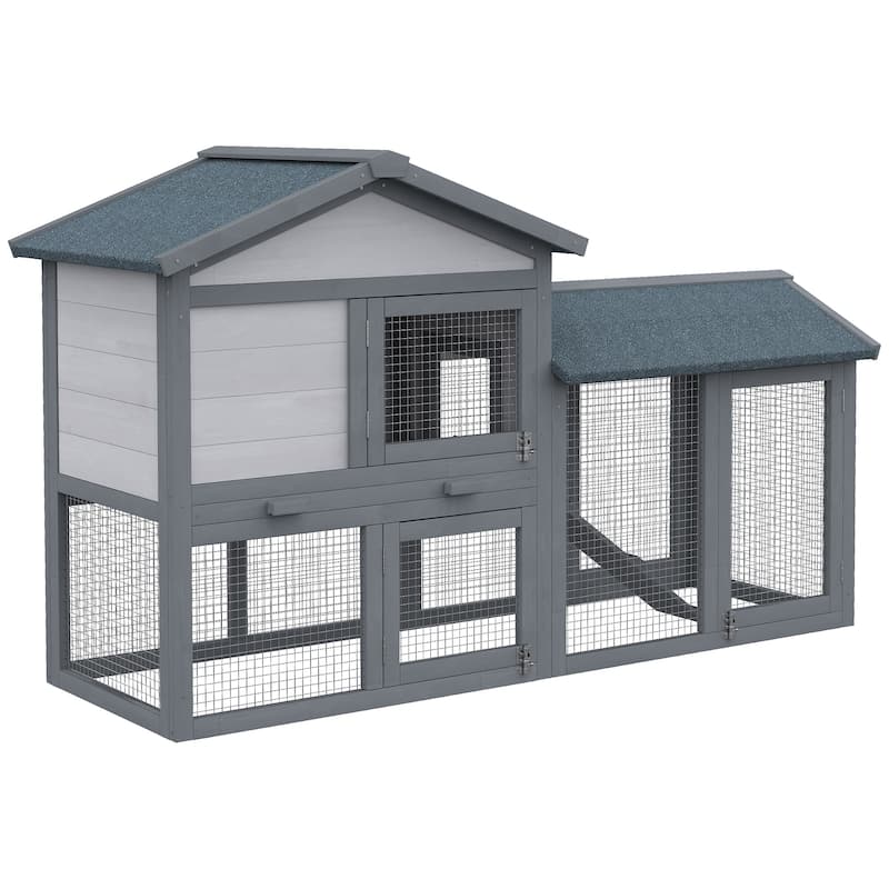 PawHut Rabbit Hutch, Wooden Bunny Hutch, Guinea Pig Cage