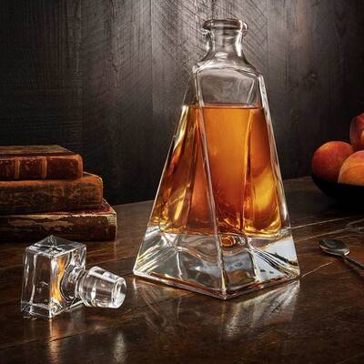 JoyJolt Atlas Non-Leaded Crystal 22-Oz Whiskey Decanter with Stopper